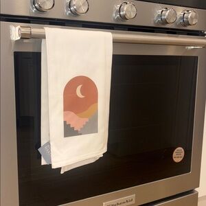 Hand painted kitchen tea towel, Bohemian Moon design bundle 2 for $20 gift